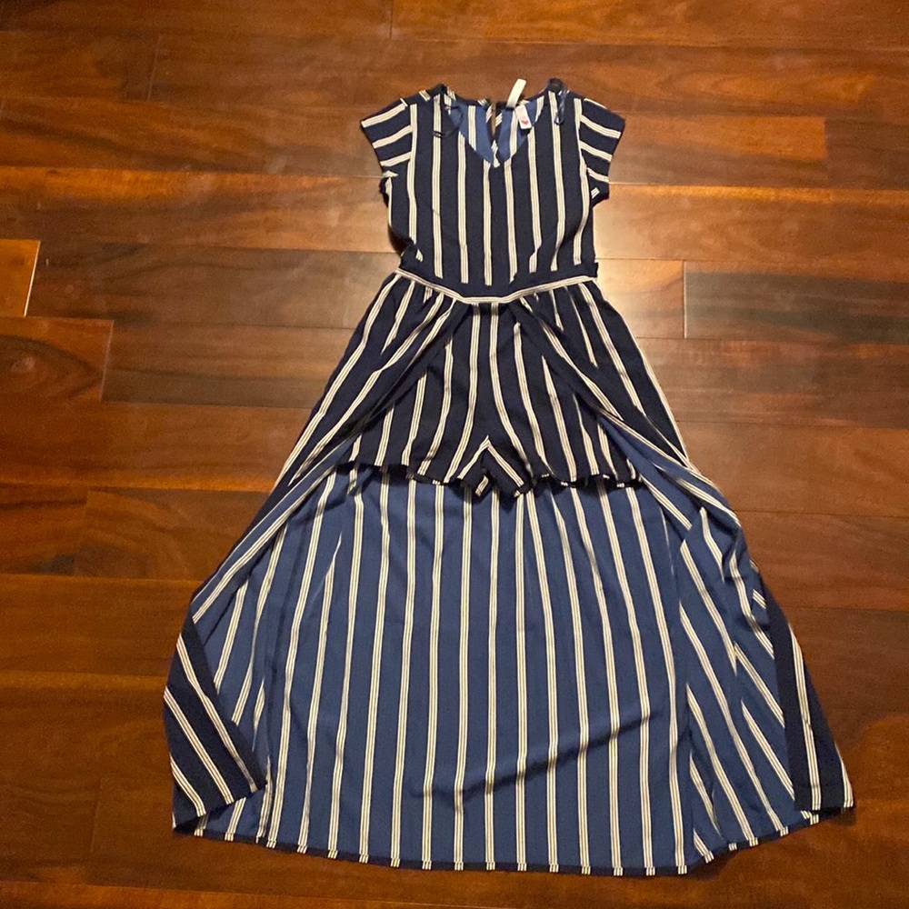 Striped skirt short romper